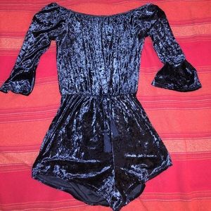 Gypsy Rose Velvet Off The Shoulder Romper